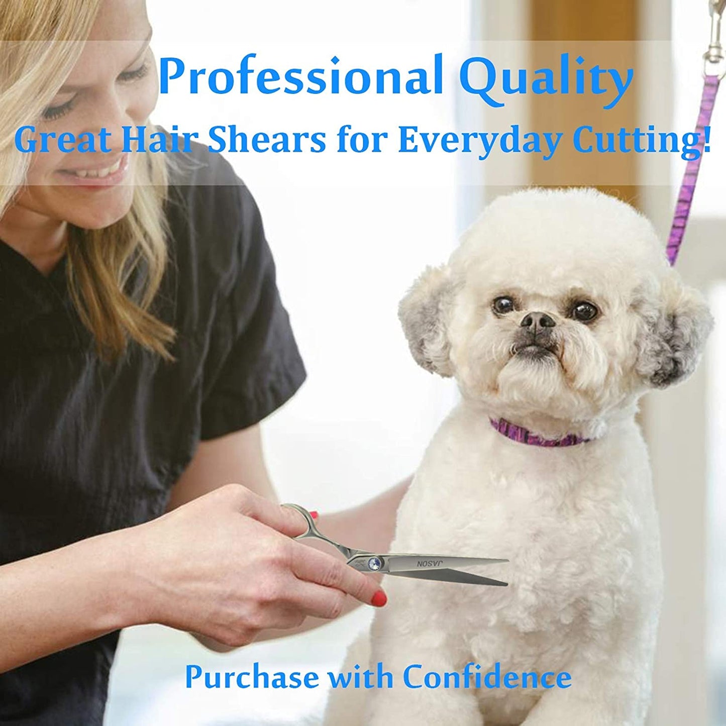 7-Inch Ergonomic Dog Grooming Scissors with Offset Handle and Jewelled Screw - Premium Cat Trimming Kit, Sharp and Comfortable, Ideal Christmas Gift