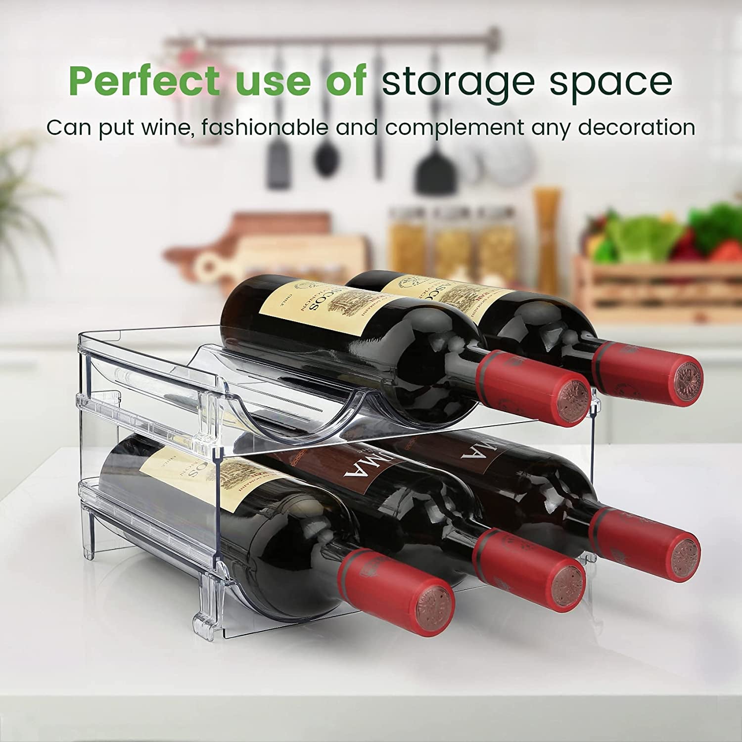Water Bottle Storage Organizer Set - 2 Pack Stackable Cabinet Rack for Efficient Water Bottle Management