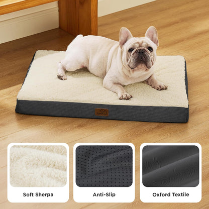 Bedsure Medium Dog Bed - Comfortable Flat Puppy Bed with Removable Washable Cover, Orthopedic Egg Crate Foam Mat for Pets up to 30 lbs