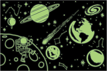 Outer Space 100-Piece Glow-in-the-Dark Jigsaw Puzzle Featuring a Captivating Scene of Planets and Stars with Hidden Details