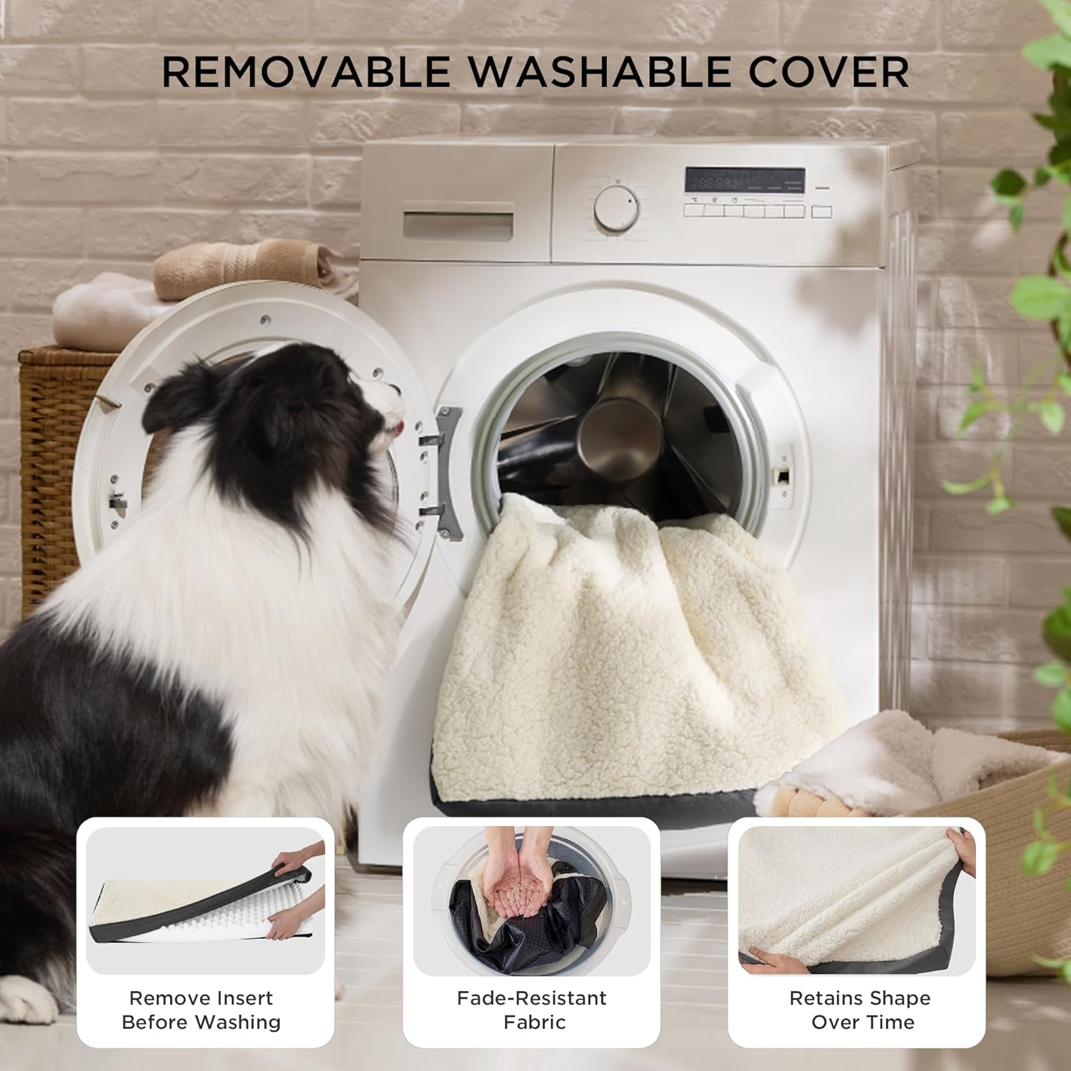 Bedsure Medium Dog Bed - Comfortable Flat Puppy Bed with Removable Washable Cover, Orthopedic Egg Crate Foam Mat for Pets up to 30 lbs