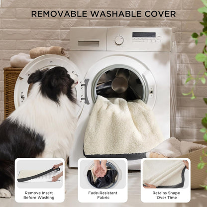 Bedsure Medium Dog Bed - Comfortable Flat Puppy Bed with Removable Washable Cover, Orthopedic Egg Crate Foam Mat for Pets up to 30 lbs