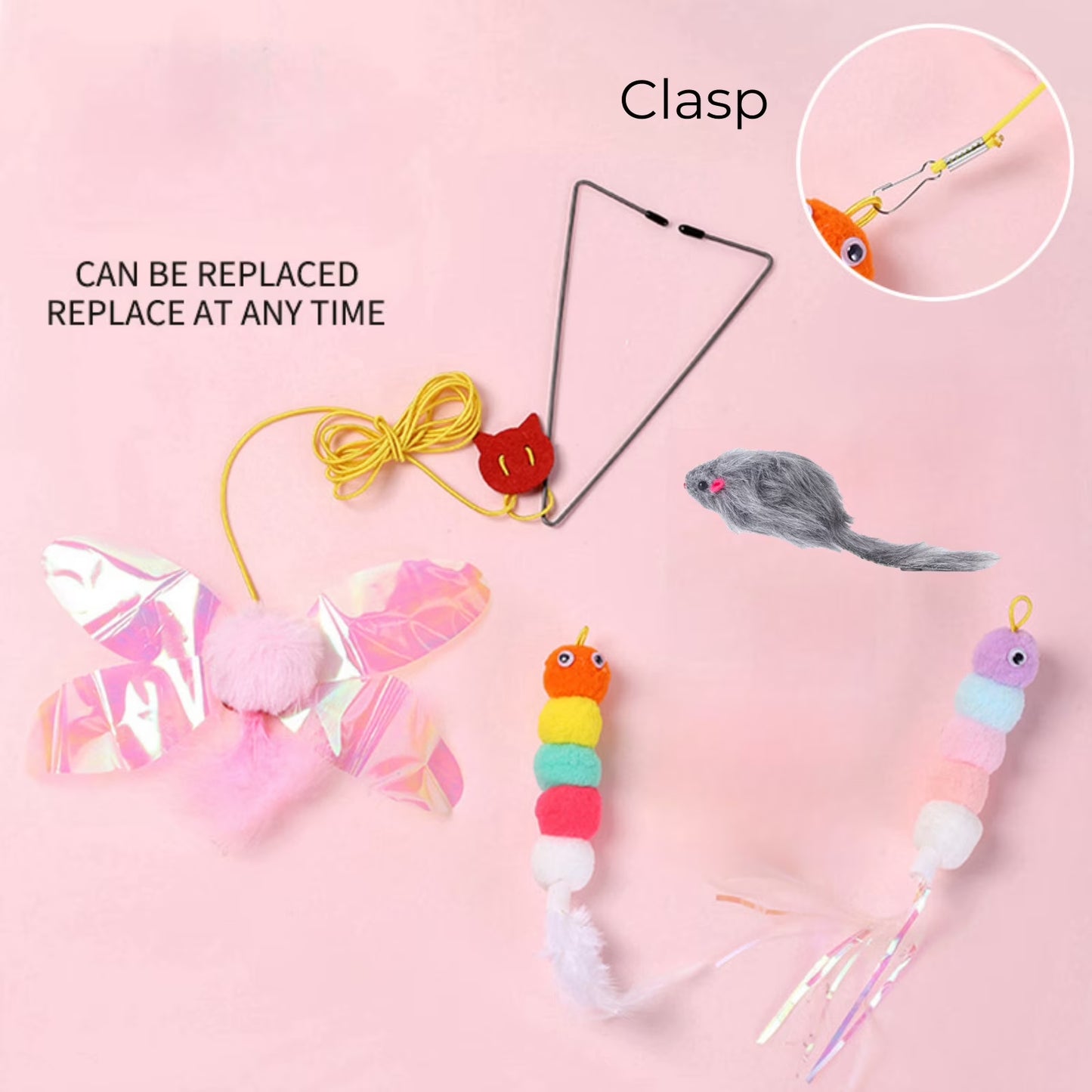 Indoor Cat Toys Set: Rainbow Feather Wand Teasers for Interactive Play and Exercise - 4 Pack
