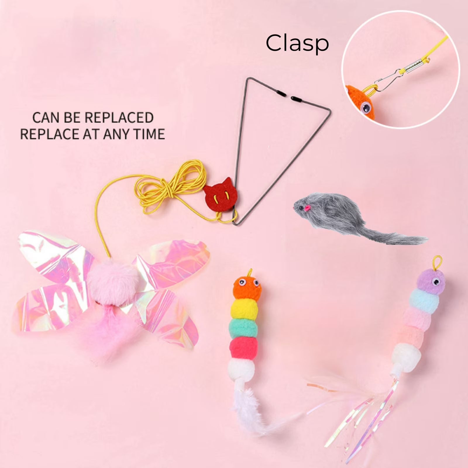 Indoor Cat Toys Set: Rainbow Feather Wand Teasers for Interactive Play and Exercise - 4 Pack