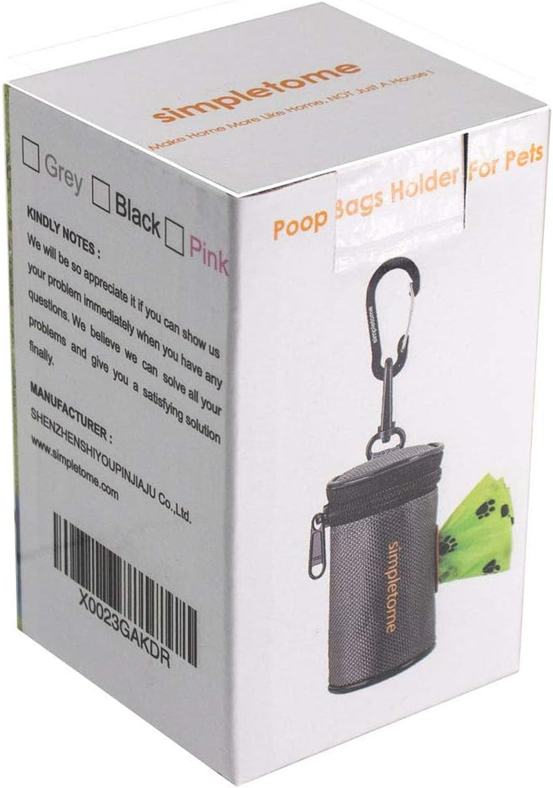 1680D Oxford Dog Poop Bag Holder with Clip for Leash or Belt, Dark Gray | with 15Pcs Dog Waste Bags-1 Roll | Smoothly YKK Zipper | Orange Lining | Reinforced Sewing,More Durable | Color Box Package
