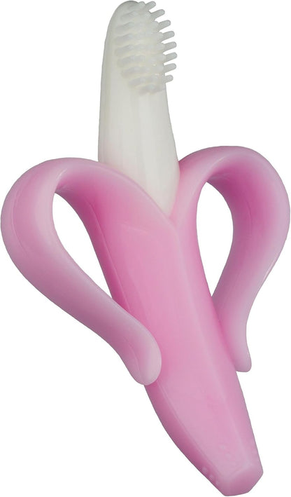 ®Pink Teether-Toothbrush, Infant to Toddler, Made in USA, Butter-Soft Bristles for Gums and Teeth, Bendable Food Grade Silicone, Family-Owned Buisness since 2009, 11 Million+ Sold