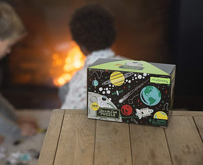 Outer Space 100-Piece Glow-in-the-Dark Jigsaw Puzzle Featuring a Captivating Scene of Planets and Stars with Hidden Details