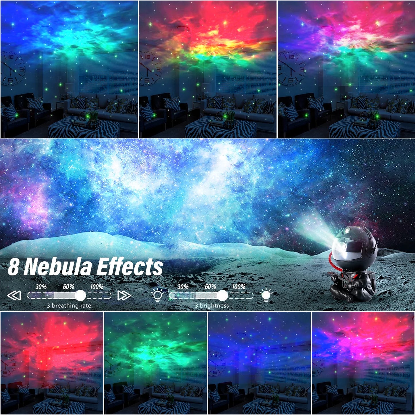 Astronaut Galaxy Projector with 8 Nebula Effects and Smart Remote Control, 360° Rotating Night Light – Ideal Gift for Valentine's Day and Birthdays for Family and Friends