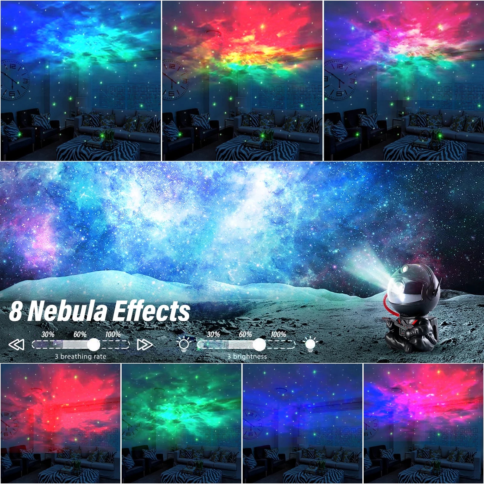 Astronaut Galaxy Projector with 8 Nebula Effects and Smart Remote Control, 360° Rotating Night Light – Ideal Gift for Valentine's Day and Birthdays for Family and Friends