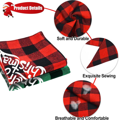 2 Pack Christmas Classic Buffalo Plaid Dog Bandanas - Scarf Triangle Bibs Kerchief Merry Christmas Pet Costume for Small Medium Large Dogs Cats Pets (Christmas 1, X-Large)