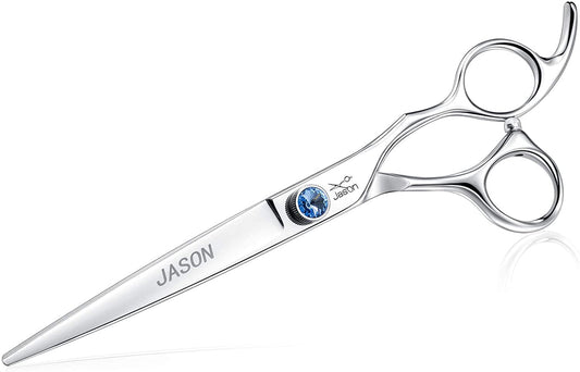 7-Inch Ergonomic Dog Grooming Scissors with Offset Handle and Jewelled Screw - Premium Cat Trimming Kit, Sharp and Comfortable, Ideal Christmas Gift