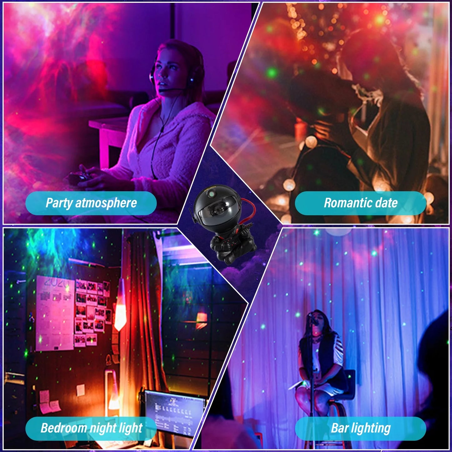 Astronaut Galaxy Projector with 8 Nebula Effects and Smart Remote Control, 360° Rotating Night Light – Ideal Gift for Valentine's Day and Birthdays for Family and Friends