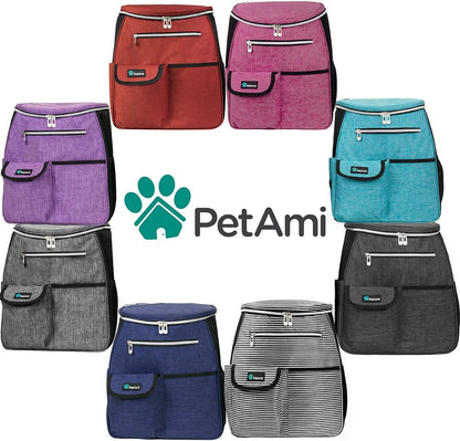 Airline-Approved Dog Travel Backpack - Versatile Pet Camping and Hiking Accessories with Food Container, Collapsible Bowls, and Diaper Bag - Perfect Gift for Dog Moms - Purple
