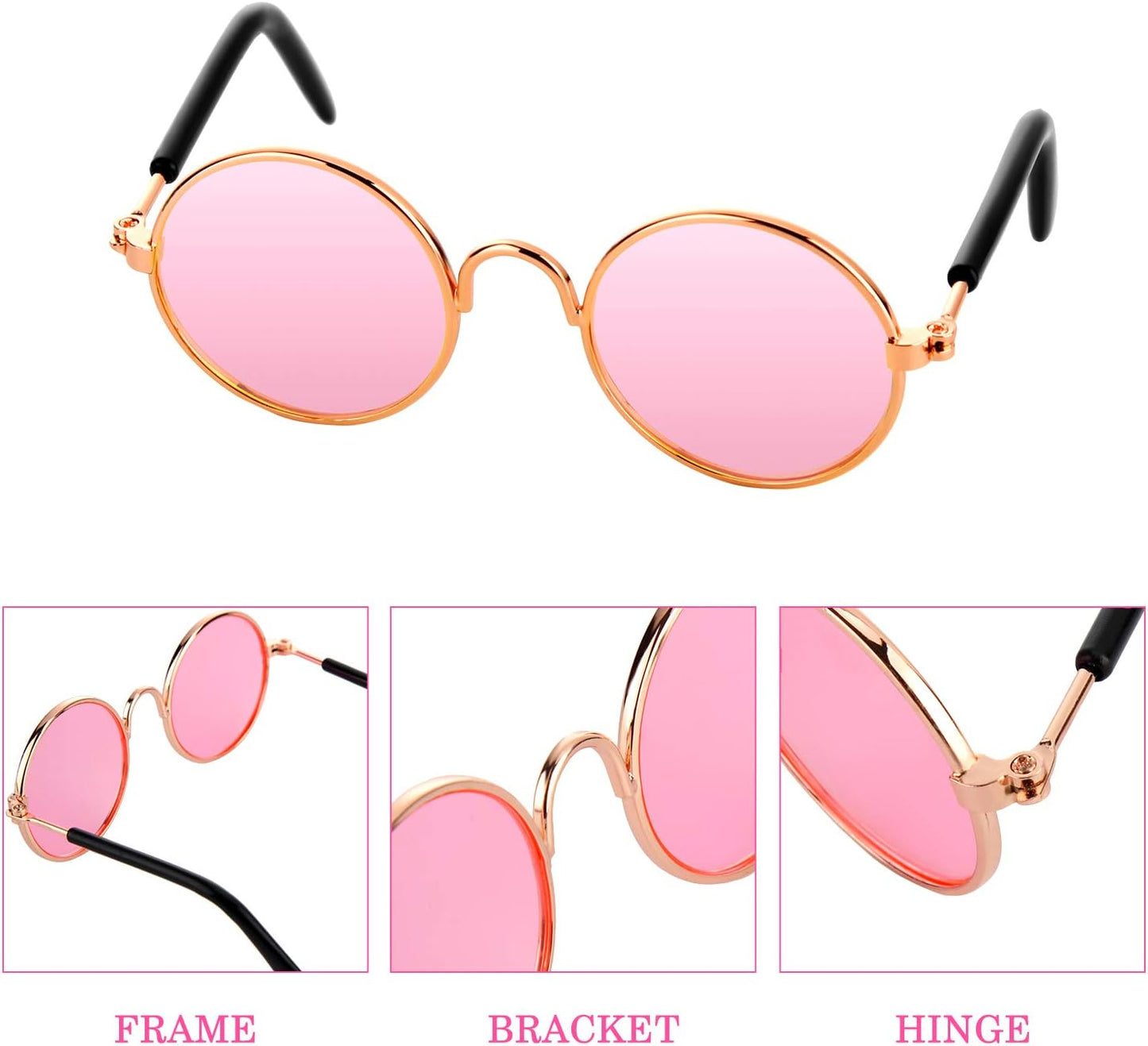 10-Piece Set of Round Metal Sunglasses for Cats and Dogs - Classic Retro Pet Glasses for Cosplay, Parties, and Photo Props (Mixed Colors)