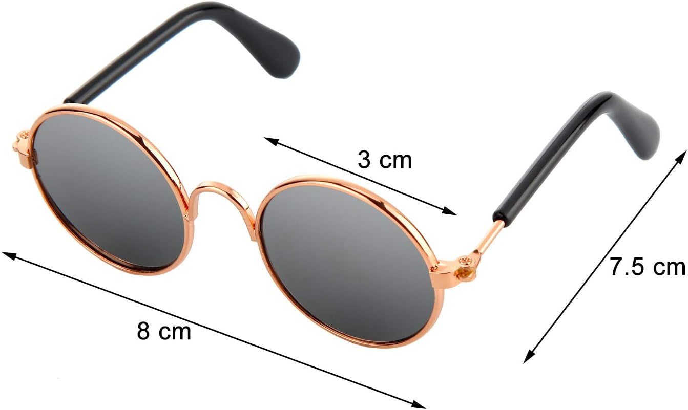 10-Piece Set of Round Metal Sunglasses for Cats and Dogs - Classic Retro Pet Glasses for Cosplay, Parties, and Photo Props (Mixed Colors)