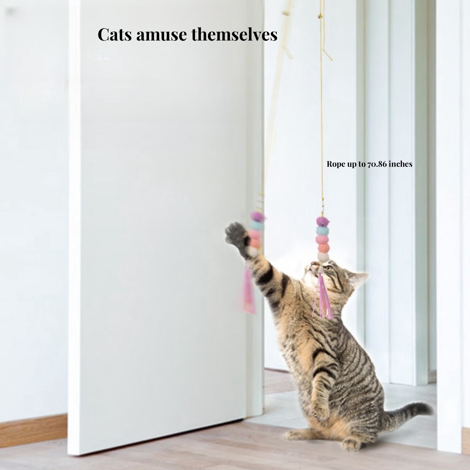 Indoor Cat Toys Set: Rainbow Feather Wand Teasers for Interactive Play and Exercise - 4 Pack