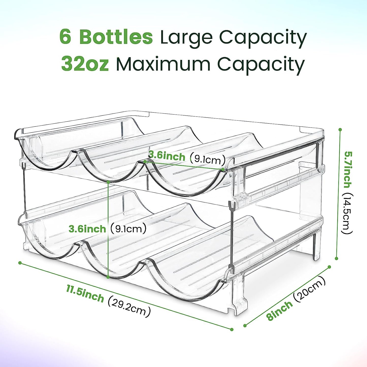 Water Bottle Storage Organizer Set - 2 Pack Stackable Cabinet Rack for Efficient Water Bottle Management