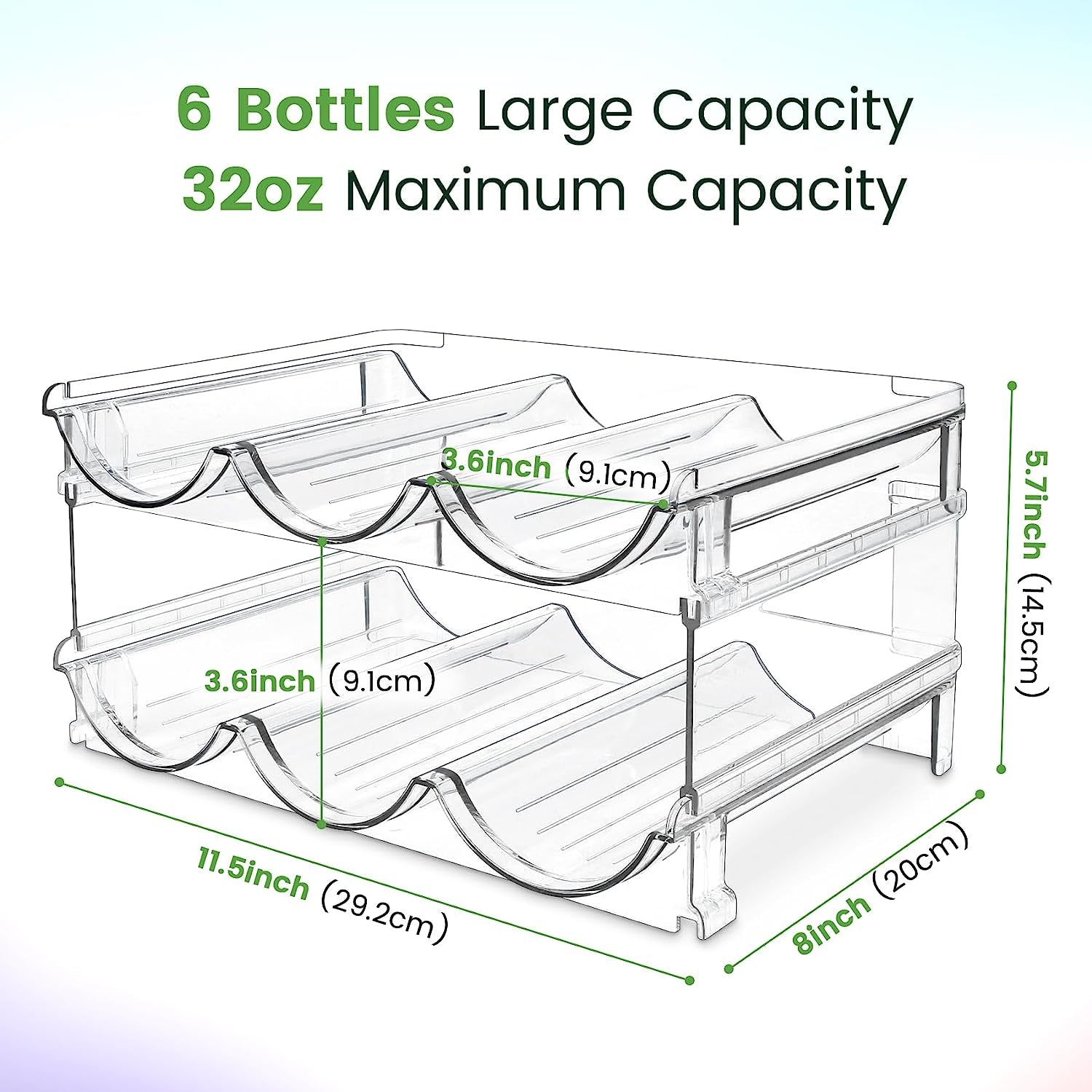 Water Bottle Storage Organizer Set - 2 Pack Stackable Cabinet Rack for Efficient Water Bottle Management