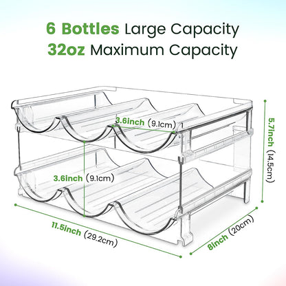 Water Bottle Storage Organizer Set - 2 Pack Stackable Cabinet Rack for Efficient Water Bottle Management