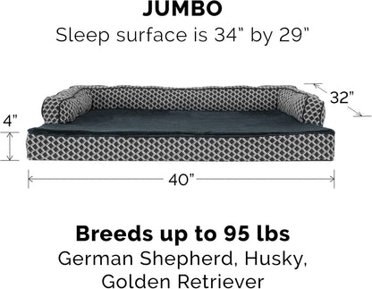 Jumbo Plush Replacement Dog Bed Cover - Comfy Sofa-Style, Machine Washable in Diamond Gray