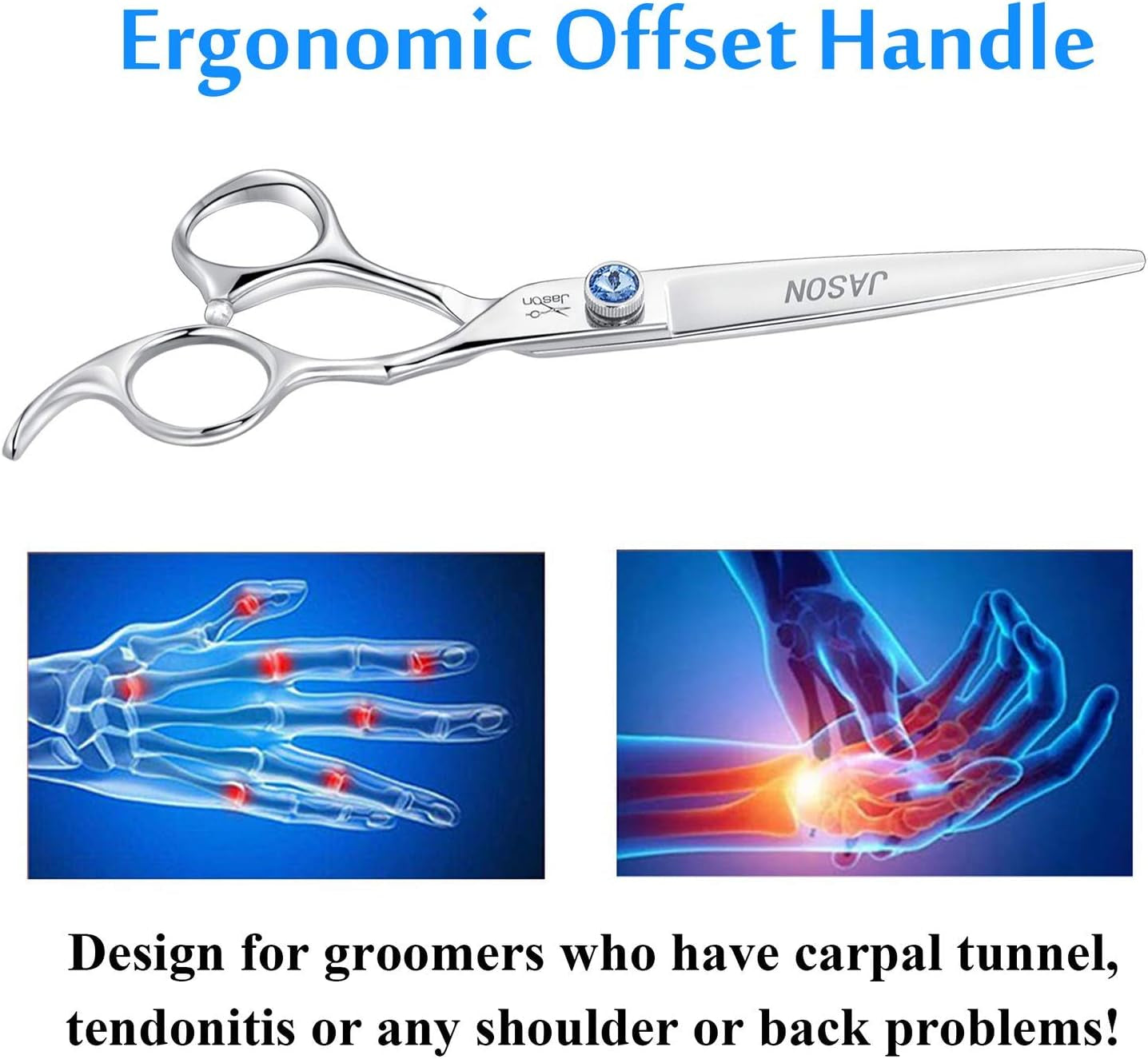 7-Inch Ergonomic Dog Grooming Scissors with Offset Handle and Jewelled Screw - Premium Cat Trimming Kit, Sharp and Comfortable, Ideal Christmas Gift