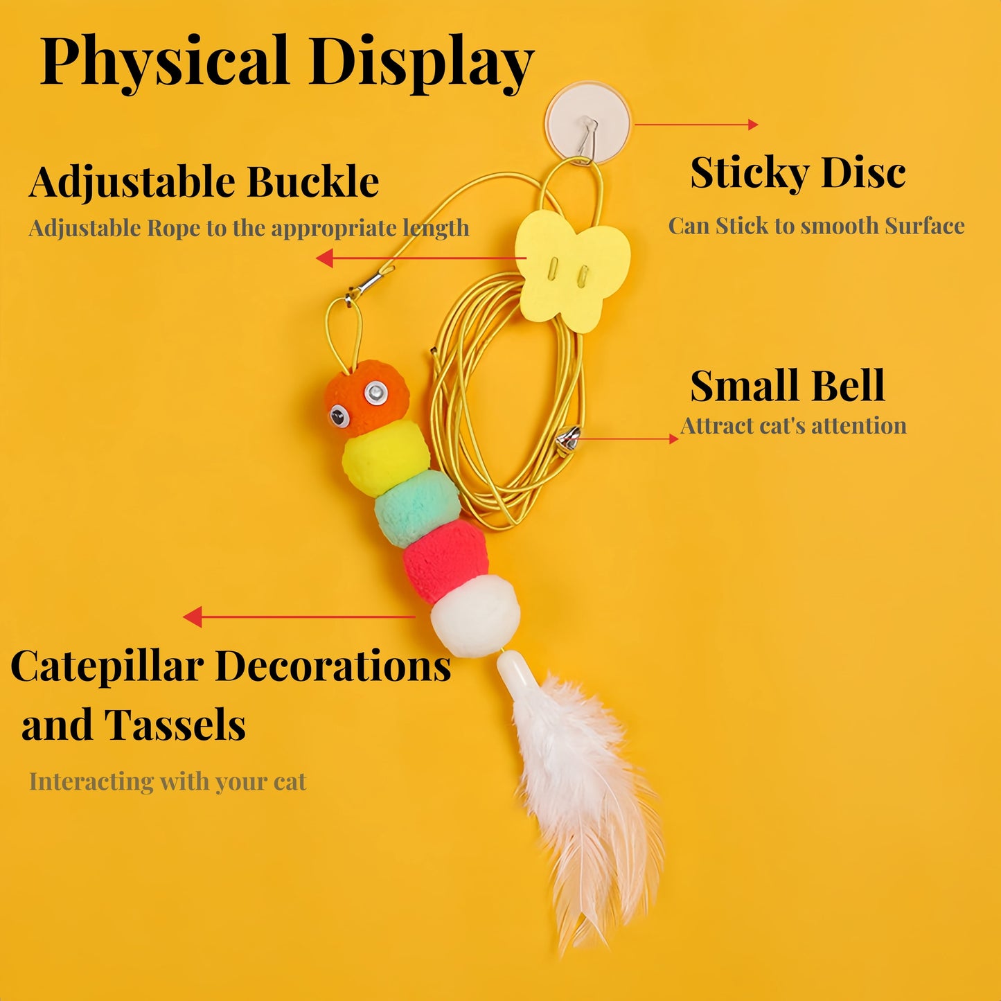Indoor Cat Toys Set: Rainbow Feather Wand Teasers for Interactive Play and Exercise - 4 Pack