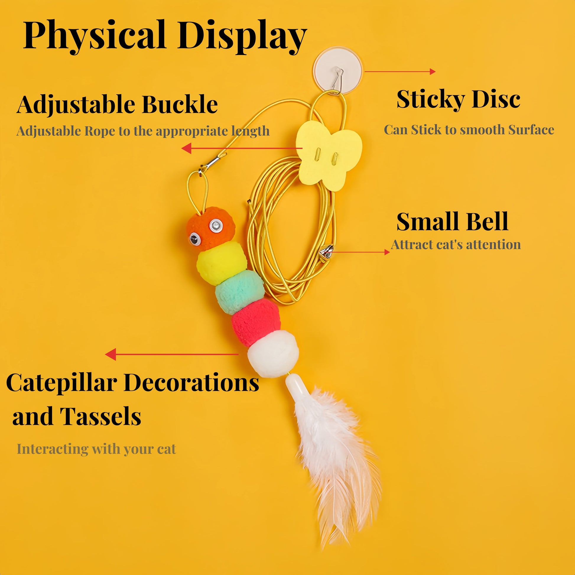 Indoor Cat Toys Set: Rainbow Feather Wand Teasers for Interactive Play and Exercise - 4 Pack