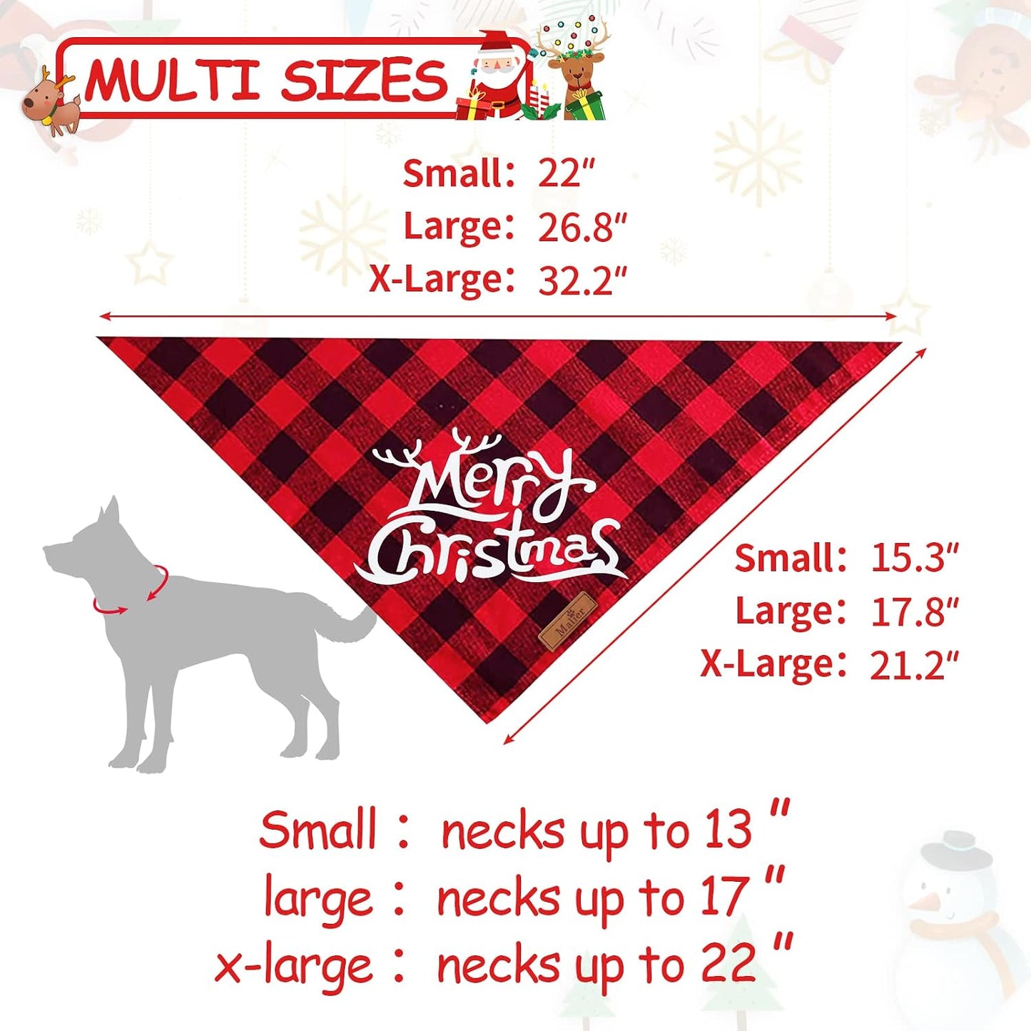 2 Pack Christmas Classic Buffalo Plaid Dog Bandanas - Scarf Triangle Bibs Kerchief Merry Christmas Pet Costume for Small Medium Large Dogs Cats Pets (Christmas 1, X-Large)