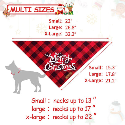 2 Pack Christmas Classic Buffalo Plaid Dog Bandanas - Scarf Triangle Bibs Kerchief Merry Christmas Pet Costume for Small Medium Large Dogs Cats Pets (Christmas 1, X-Large)